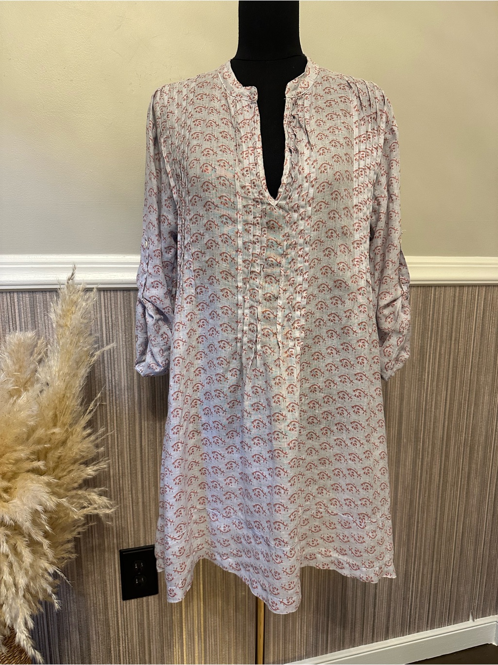 Cp Shades Linen Tunic Dress Made In Usa Boho Gauze Pintuck Medium